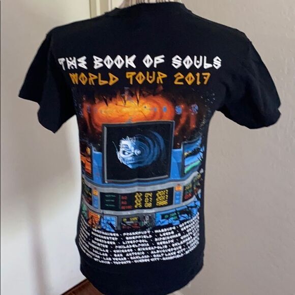 Iron Maiden Black Graphic The Book Of Souls World 2017 Tour Shirt - Picture 3 of 11